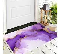 Alfombra Entrada Blanco Púrpura Textura De Mármol Alfombras Limpia Zapatos Arte Abstracto Baño Alfombrilla Antideslizante para Patio Cocina Trasera Interiores Y Exteriores,80X120Cm
