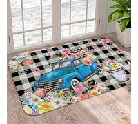 Alfombra Entrada Blue Farm Truck Summer Alfombras Limpia Zapatos Antideslizante Alfombrilla Antideslizante Moderno Alfombra De Baño para Cocina Interior Jardín 40X60CM
