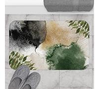 Alfombra Entrada Boho Flower Black and Green Ombre Botanical Leaves Fancy In Watercolor Bohemian Alfombrilla Antideslizante Alfombra De Baño Antideslizante Alfombras Limpia Zapatos para 40X60CM