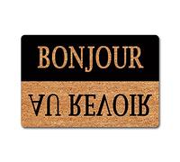 Alfombra Entrada Bonjour Au Revoir Alfombras Limpia Zapatos Moderno Alfombra De Baño Lavable Alfombrilla Antideslizante para Interior Pasillo Patio 40X60CM