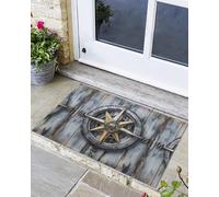 Alfombra Entrada Brújula Vintage Costera De Verano Y Playa Náutica Alfombra De Baño Divertidos Alfombrilla Antideslizante Moderno Alfombras Limpia Zapatos para Patio Pasillo Interior 40X60CM