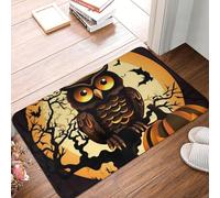 Alfombra Entrada Cabeza De Calabaza De Búho De Árbol Negro Alfombrilla Antideslizante Lavable Alfombra De Baño Moderno Alfombras Limpia Zapatos para Pasillo Cocina Patio 40X60CM