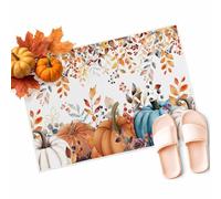 Alfombra Entrada Calabaza De Otoño Calabaza Hojas De Eucalipto Alfombrilla Antideslizante Absorbente Alfombra De Baño Lavable Alfombras Limpia Zapatos para Pasillo Cocina Interior 40X60CM