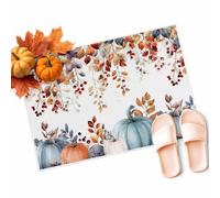 Alfombra Entrada Calabazas De Acción De Gracias En Acuarela con Hojas De Eucalipto Alfombra De Baño Moderno Alfombras Limpia Zapatos Divertidos Alfombrilla Antideslizante para Garaje 40X60CM