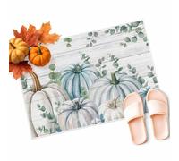Alfombra Entrada Calabazas De Otoño Hojas De Eucalipto Madera Alfombras Limpia Zapatos Moderno Alfombra De Baño Divertidos Alfombrilla Antideslizante para Garaje Interior Cocina 40X60CM