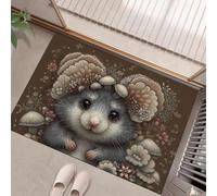 Alfombra Entrada Casa, 50x80cm Felpudo Exterior e Interior Lindo Ratoncito Antideslizante Alfombrilla Ideas Creativas Fácil de Limpiar para Puerta de casa, Entrada, Cocina, Pasillo, Naranja Quemado