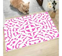 Alfombra Entrada Casa, 60x120cm Felpudo Estilo Laberinto Lavable Antideslizante Absorbente Alfombrilla Cuadrados Entrelazados Felpudo Entrada Interior Duradera para Hogar Oficina Jardín, Pasillo, Rosa