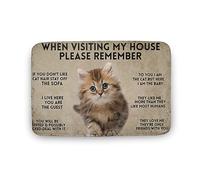 Alfombra Entrada Cat When Visiting My House Please Remember Alfombras Limpia Zapatos Absorbente Alfombra Antideslizante Moderno Alfombra De Baño para Garaje Cocina Interior 40X60CM