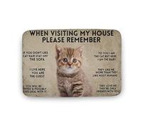 Alfombra Entrada Cat When Visiting My House Please Remember Alfombrilla Antideslizante Absorbente Alfombra De Baño Divertidos Alfombras Limpia Zapatos para Interior Cocina Garaje 40X60CM