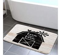 Alfombra Entrada Chicken Farm Sweet Farm Home Country Farmhouse Animals Rooster On Vintage Shabby Barn with Windmill On Rustic Wooden Alfombrilla Antideslizante Alfombra De Baño para 40X60CM