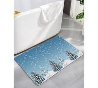 Alfombra Entrada Christmas Gnomes Blue Winter Snowflake Tree Alfombras Limpia Zapatos Antideslizante Alfombrilla Antideslizante Lavable Alfombra De Baño para Interior Jardín Cocina 40X60CM