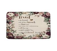 Alfombra Entrada Cita Inspiradora Confía En El Señor, Vintage con Todo Tu Corazón, Palabra Motivacional, Hojas Moderno Alfombra De Baño Alfombras Limpia Zapatos para 40X60CM