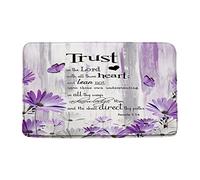 Alfombra Entrada Cita Inspiradora Rústica Púrpura Mariposa Confía En El Señor Pintura Abstracta Impresión De Granja Divertidos Alfombras Limpia Zapatos Moderno Alfombra De Baño para 40X60CM