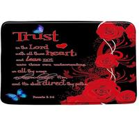 Alfombra Entrada Citas Inspiradoras: Confía En El Señor con Todo Tu Corazón, Mariposa, Palabras Motivacionales Únicas, Proverbio Positivo, Negro. Moderno Alfombra De Baño para 40X60CM