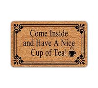 Alfombra Entrada Come and Have A Nice Cup of Tea with Saying Alfombrade Baño Absorbente AlfombraAntideslizante Lavable para Terraza Cocina Interior 40x60cm