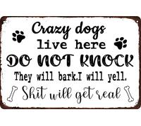 Alfombra Entrada Crazy Dogs Live Here Do Not Knock They Will Bark I Will Yell Alfombra Antideslizante Lavable Alfombras Limpia Zapatos Absorbente Alfombrilla Antideslizante para Garaje 40X60CM