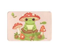 Alfombra Entrada Cute Frogs and Mushrooms Print Alfombra De Baño Absorbente Alfombras Limpia Zapatos Divertidos Alfombra Antideslizante para Garaje Interior Cocina 40X60CM