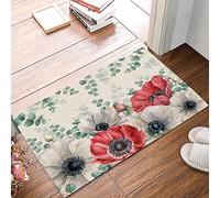 Alfombra Entrada De Granja Vintage con Hojas De Eucalipto Y Amapola Alfombras Limpia Zapatos Absorbente Alfombra De Baño Lavable Alfombrilla Antideslizante para Garaje Cocina 40X60CM