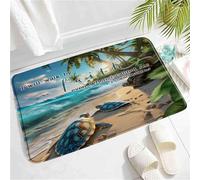 Alfombra Entrada De Playa Tropical Hawaiana, Palmera, Verso, Ola Marina, Costa, Verano, Azul, Paisaje Animal Alfombrilla Antideslizante Lavable Alfombra De Baño para 40X60CM