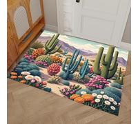 Alfombra Entrada Desierto Cactus Paisaje De Montaña 50 x 80 cm, Paisaje Del Oeste Antiguo Alfombra Interior De Bienvenida Suave Felpudo Entrada Casa Para Cocina Dormitorio Decorativa, Multicolor