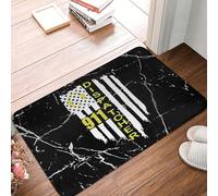Alfombra Entrada Despachador del Número 911 Línea Fina Dorada Amarilla Despacho Bandera Estadounidense Alfombrilla Antideslizante Alfombra De Baño Alfombras Limpia Zapatos para 40X60CM