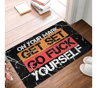 Alfombra Entrada En Sus Marcas, Listos, ¡Vete A La Mierda! Alfombra De Baño Moderno Alfombras Limpia Zapatos Lavable Alfombrilla Antideslizante para Trasera Cocina Patio 40X60CM