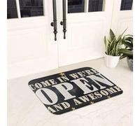 Alfombra Entrada Entra, Estamos Abiertos Y Somos Geniales. Alfombras Limpia Zapatos Absorbente Alfombra De Baño Moderno Alfombrilla Antideslizante para Garaje Interior Pasillo 40X60CM