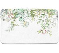 Alfombra Entrada Eucalipto Verde, Hojas Verdes Salvia, Acuarela, Naturaleza, Planta, Botánico Alfombrilla Antideslizante Alfombra De Baño Moderno Alfombras Limpia Zapatos para 40X60CM