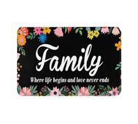 Alfombra Entrada Familia Donde La Vida Comienza El Amor Nunca Termina Alfombrilla Antideslizante Absorbente Alfombra De Baño Lavable Alfombras Limpia Zapatos para Interior Cocina Garaje 40X60CM