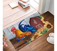 Alfombra Entrada Farm Chicken and Sunflowers In The Red Barn Alfombras Limpia Zapatos Antideslizante Lavable AlfombraAntideslizante para Pasillo Interior Terraza 40x60cm