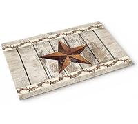 Alfombra Entrada Farmhouse Country Star Retro Wooden Plank Alfombras Limpia Zapatos Lavable Alfombra De Baño Absorbente Alfombrilla Antideslizante para Patio Jardín Interior 40X60CM