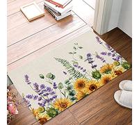 Alfombra Entrada Flower Eucalyptus Sunflower Lavender Texture Spring Welcome Alfombras Limpia Zapatos Absorbente Alfombrilla Antideslizante Lavable Alfombra De Baño para Pasillo Cocina 40X60CM