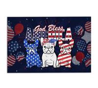 Alfombra Entrada French Bulldog French Bulldog God Bless America 4Th of July Independence Day Alfombrilla Antideslizante Moderno Alfombra De Baño Lavable Alfombras Limpia Zapatos para 40X60CM