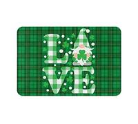 Alfombra Entrada Funny St. Patrick's Day Buffalo Plaid Love and GNOME Green Plaid Design Welcome Alfombrilla Antideslizante Alfombra De Baño Moderno Alfombras Limpia Zapatos para 40X60CM