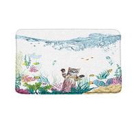 Alfombra Entrada Gato Gracioso, Gatito Lindo, Algas Marinas, Coral, Ola Marina, Submarino, Hilarante Alfombras Limpia Zapatos Alfombra De Baño Alfombrilla Antideslizante para 40X60CM