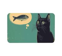 Alfombra Entrada Gato Que Quiere Pescado Colores Minimalistas Alfombra De Baño Divertidos Alfombrilla Antideslizante Absorbente Alfombras Limpia Zapatos para Pasillo Interior Patio 40X60CM
