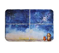 Alfombra Entrada Gato Y Perro En Acuarela Pidiendo Deseos A Una Estrella Fugaz Alfombra De Baño Absorbente Alfombrilla Antideslizante Moderno Alfombras Limpia Zapatos para Cocina Pasillo 40X60CM