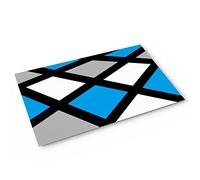 Alfombra Entrada Geometric Square Pattern Blue Grey White Personalized Custom Alfombrilla Antideslizante Moderno Alfombra De Baño Antideslizante Alfombras Limpia Zapatos para Cocina 40X60CM