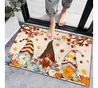 Alfombra Entrada GNOME Happy Fall Maple Thanksgiving Pumpkin Farm Harvest Alfombra De Baño Moderno Alfombrilla Antideslizante Antideslizante Alfombras Limpia Zapatos para Jardín Cocina 40X60CM