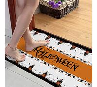 Alfombra Entrada Halloween Castle Bat and Pumpkin White Alfombrade Baño Absorbente Alfombras Limpia Zapatos Divertidos para Terraza Pasillo Interior 40x60cm