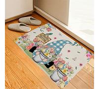 Alfombra Entrada Hello Spring Flower and GNOME Texture Lavable AlfombraAntideslizante Divertidos Alfombras Limpia Zapatos para Cocina Interior Terraza 40x60cm