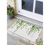 Alfombra Entrada Hojas De Eucalipto Verde Acuarela De Verano Alfombras Limpia Zapatos Divertidos Alfombra De Baño Moderno Alfombrilla Antideslizante para Pasillo Patio Interior 40X60CM