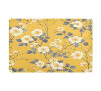 Alfombra Entrada Hojas De Flores Amarillas Alfombras Limpia Zapatos Moderno Alfombra De Baño Lavable Alfombrilla Antideslizante para Pasillo Cocina Patio 40X60CM