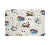 Alfombra Entrada Impresión De Acuarela De Dibujos Animados De Hipopótamo Lindo para Niños con Lluvia Moderno Alfombra De Baño Divertidos Alfombras Limpia Zapatos para 40X60CM