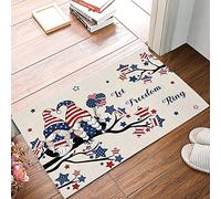 Alfombra Entrada Independence Day Gnomes Patriotic Stars and USA Flag 4Th of July Alfombra De Baño Lavable Alfombras Limpia Zapatos Absorbente Alfombrilla Antideslizante para Jardín 40X60CM