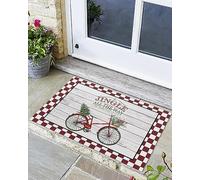 Alfombra Entrada Jingle All The Way Merry Christmas Bicycle Red Lattice Absorbente AlfombraAntideslizante Lavable Alfombras Limpia Zapatos para Pasillo Interior Cocina 40x60cm