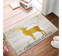 Alfombra Entrada La Navidad Ya Está Aquí Ciervo Dorado Alfombras Limpia Zapatos Lavable Alfombra De Baño Divertidos Alfombrilla Antideslizante para Trasera Pasillo Cocina 40X60CM