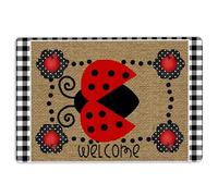Alfombra Entrada Ladybugs On Leaves Welcome Happy Spring Brown Alfombra Antideslizante Absorbente Alfombras Limpia Zapatos Lavable Alfombra De Baño para Garaje Pasillo Interior 40X60CM