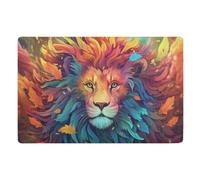 Alfombra Entrada León De Melena Colorida Alfombras Limpia Zapatos Divertidos Alfombra De Baño Absorbente Alfombrilla Antideslizante para Patio Cocina Pasillo 40X60CM