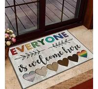 Alfombra Entrada LGBTQ Everyone Is Welcome Here LGBT Alfombras Limpia Zapatos Absorbente Alfombra De Baño Lavable Alfombra Antideslizante para Cocina Interior Pasillo 40X60CM